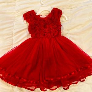 Beautiful boutique red baby size 24 month dress.Worn for 20 mins to take photos